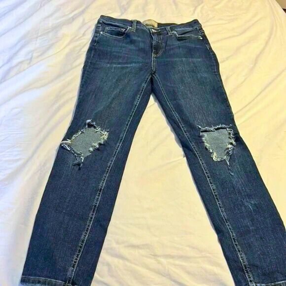 Free People Distressed Skinny Jeans Size 29 Dark Wash - Picture 2 of 4